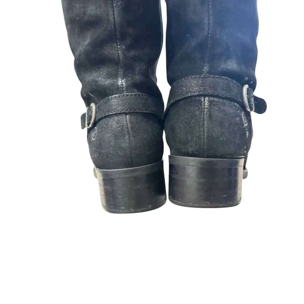 Born Black Suede Buckle Knee High Boots Women's Size 8.5M‎